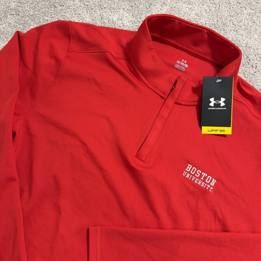 Under Armour Boston University Terriers 1/4 Zip Pullover Mens Sz XL Red NWT NCAA